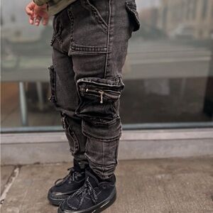 Kids' Black Cargo Joggers